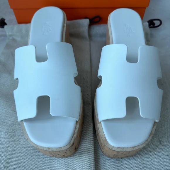 HERMES EZE 30 white leather  sandals. Size 39. US 9,5 - Picture 3 of 14